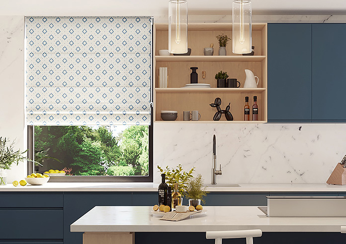 Huaraz Velvet, Cool Blue - Twist&Fit Roman Blind - Image 3